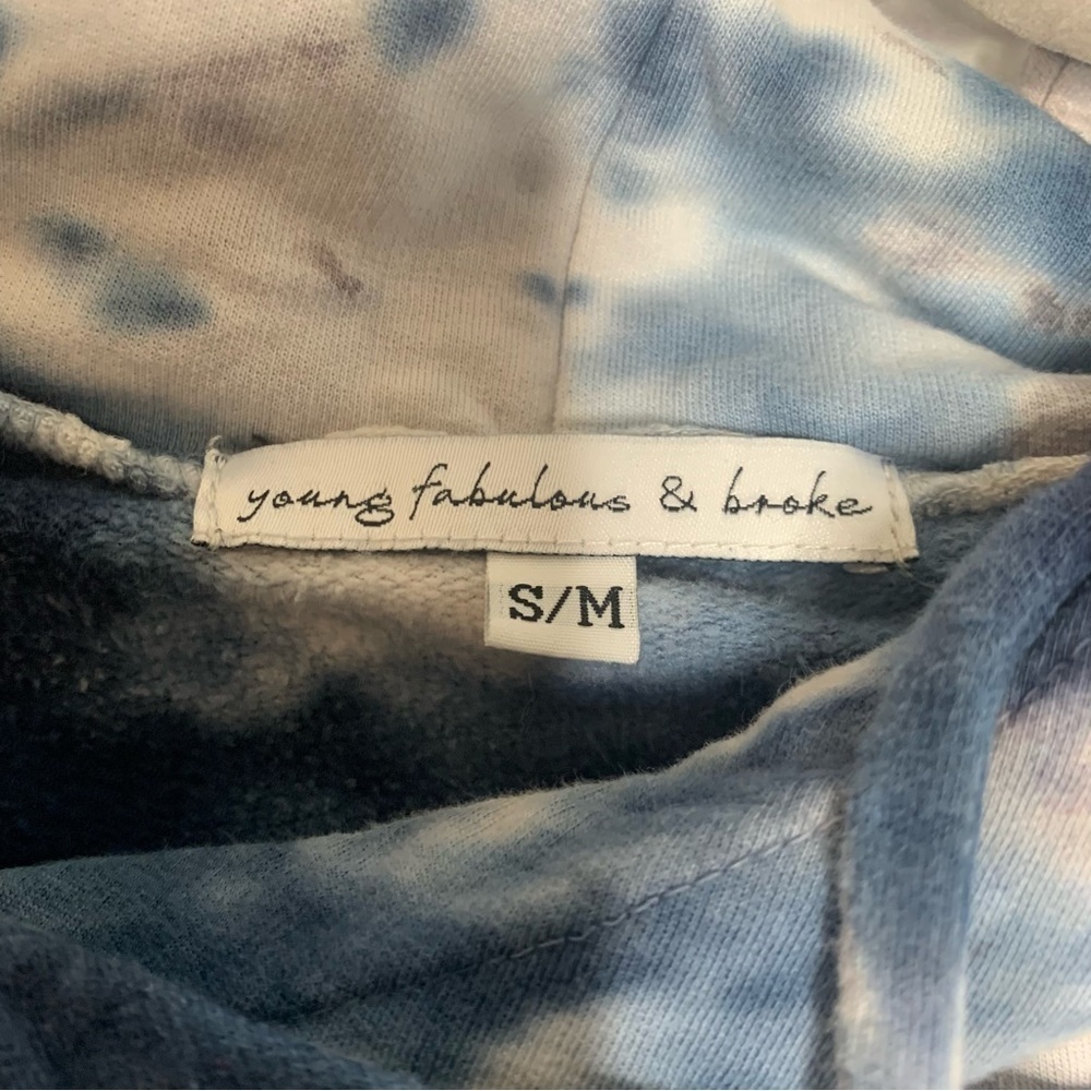 Young Fabulous and Broke Blue Tie-Dye Dolman Sleeve Pullover Hoodie - Picture 10 of 11